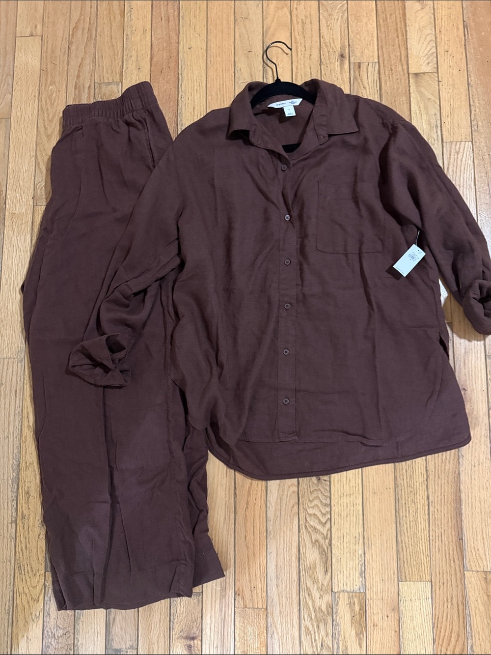 Old Navy Brown Boyfriend Linen Set: Shirt(SM) Pants (M) - Picture 3 of 3